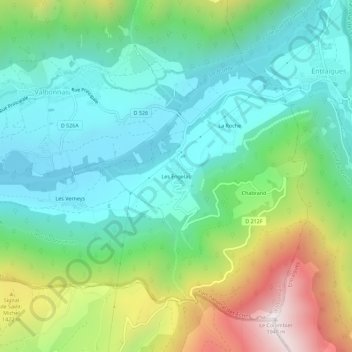Topografische Karte Les Engelas, Höhe, Relief
