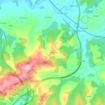 Topografische Karte Molledo, Höhe, Relief