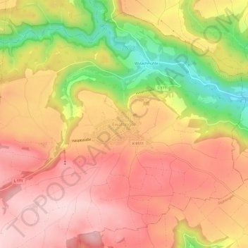 Topografische Karte Ewattingen, Höhe, Relief