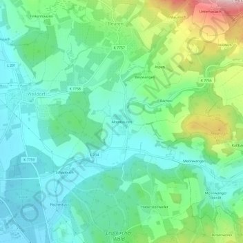 Topografische Karte Altenbeuren, Höhe, Relief
