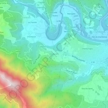Topografische Karte Le Barret, Höhe, Relief