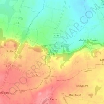 Topografische Karte If, Höhe, Relief