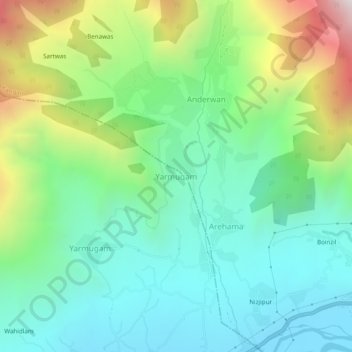 Topografische Karte Yarmuqam, Höhe, Relief