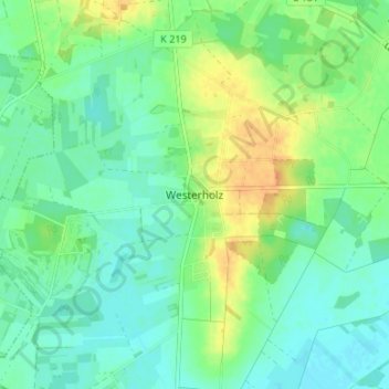 Topografische Karte Westerholz, Höhe, Relief