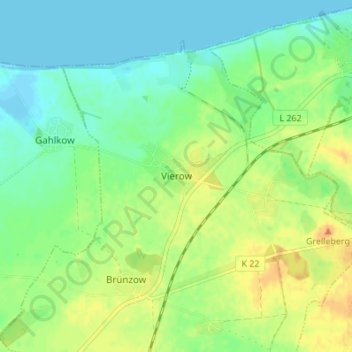 Topografische Karte Vierow, Höhe, Relief