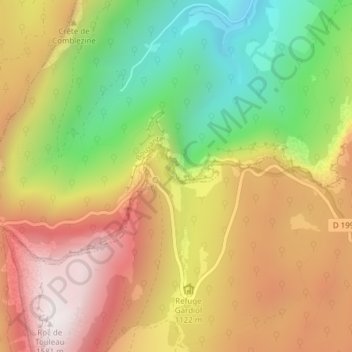 Topografische Karte Saut de la Truite, Höhe, Relief