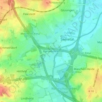 Topografische Karte Karoxbostel, Höhe, Relief