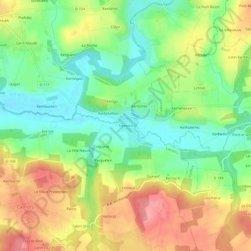 Topografische Karte Tremelin, Höhe, Relief