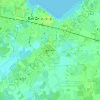 Topografische Karte Specken, Höhe, Relief