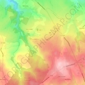 Topografische Karte Durdat, Höhe, Relief