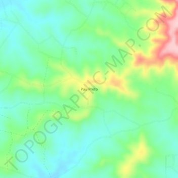 Topografische Karte Pau Preto, Höhe, Relief