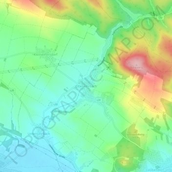 Topografische Karte Oberrohrbach, Höhe, Relief