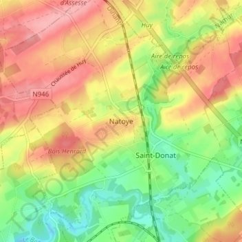 Topografische Karte Natoye, Höhe, Relief