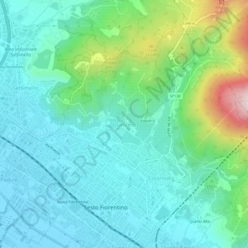 Topografische Karte Querceto, Höhe, Relief
