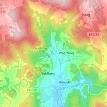 Topografische Karte Heindlmühle, Höhe, Relief