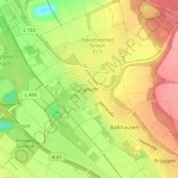 Topografische Karte Türnich, Höhe, Relief