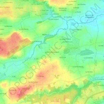 Topografische Karte Le Breil Monbusson, Höhe, Relief