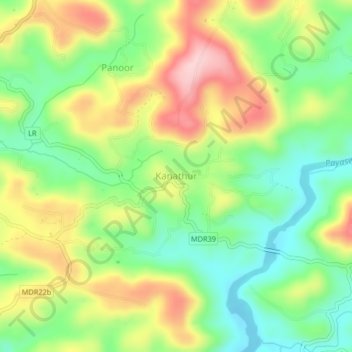 Topografische Karte Kanathur, Höhe, Relief