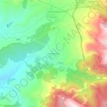 Topografische Karte Santa Barbara, Höhe, Relief