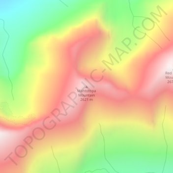 Topografische Karte Mahtotopa Mountain, Höhe, Relief