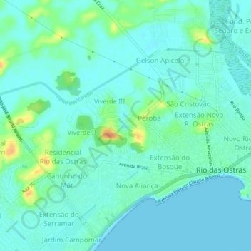 Topografische Karte Viverde I, Höhe, Relief