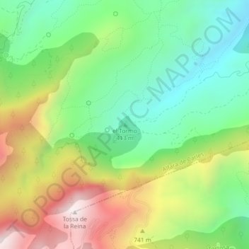Topografische Karte el Tormo, Höhe, Relief