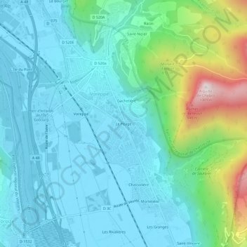 Topografische Karte Le Péage, Höhe, Relief