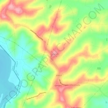 Topografische Karte Vaiano, Höhe, Relief