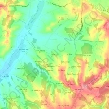 Topografische Karte Le Mazet, Höhe, Relief