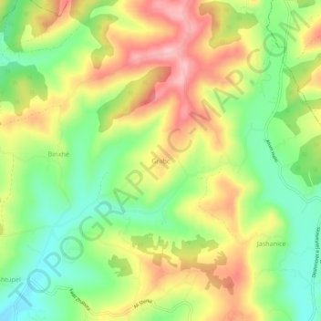 Topografische Karte Grabc, Höhe, Relief