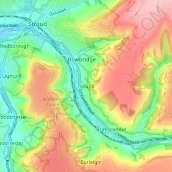 Topografische Karte Thrupp, Höhe, Relief