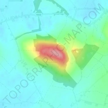 Topografische Karte Knockma, Höhe, Relief