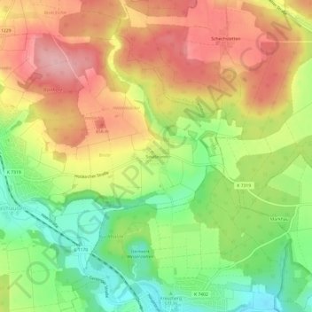 Topografische Karte Sinabronn, Höhe, Relief