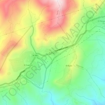 Topografische Karte El Bujeo, Höhe, Relief