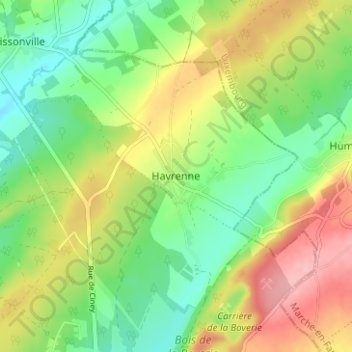 Topografische Karte Havrenne, Höhe, Relief