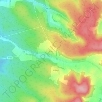 Topografische Karte Asvins, Höhe, Relief