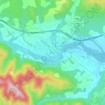 Topografische Karte Besalú, Höhe, Relief