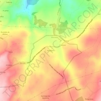 Topografische Karte Bustelos, Höhe, Relief
