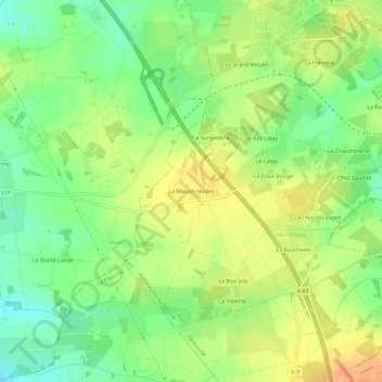 Topografische Karte La Maison Neuve, Höhe, Relief