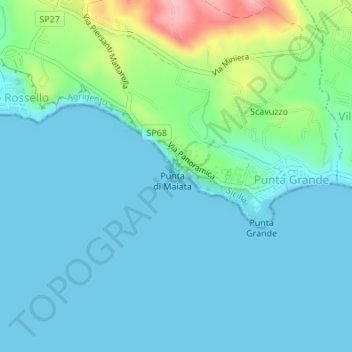 Topografische Karte Scala dei Turchi, Höhe, Relief