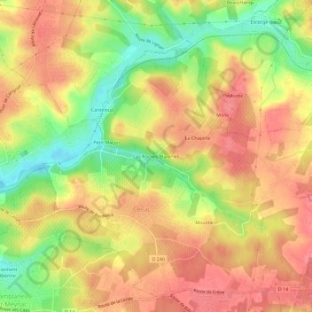Topografische Karte Les Roches Blanches, Höhe, Relief