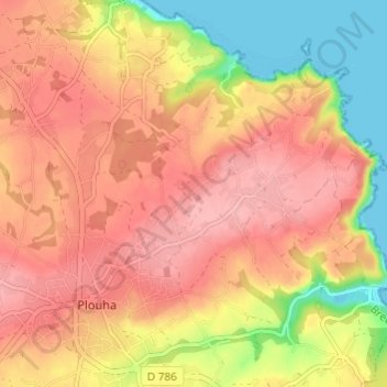 Topografische Karte Goaz Bihan, Höhe, Relief