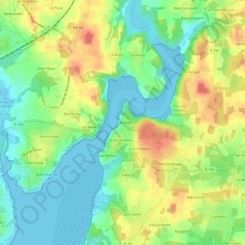 Topografische Karte Tal ar Mor, Höhe, Relief