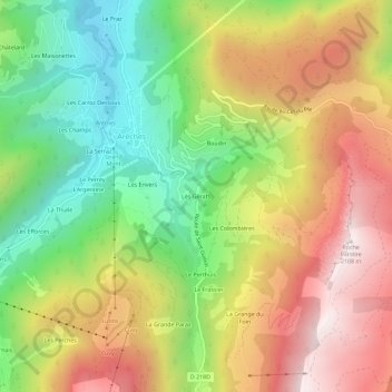 Topografische Karte Les Gèrats, Höhe, Relief