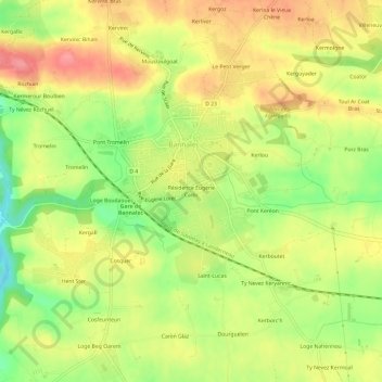 Topografische Karte Résidence Eugène Cadic, Höhe, Relief