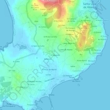 Topografische Karte A Filgueira, Höhe, Relief