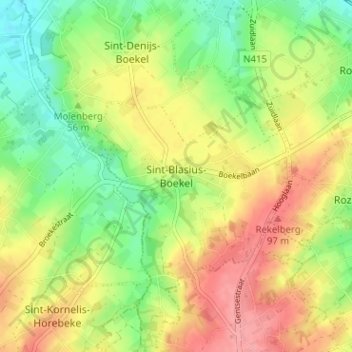 Topografische Karte Sint-Blasius-Boekel, Höhe, Relief