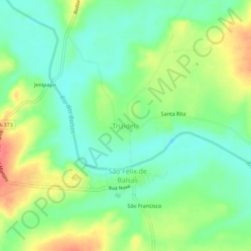 Topografische Karte Trizidela, Höhe, Relief