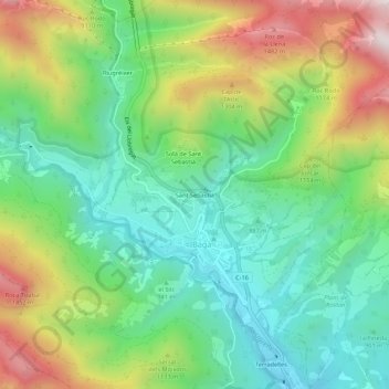 Topografische Karte Sant Sebastià, Höhe, Relief