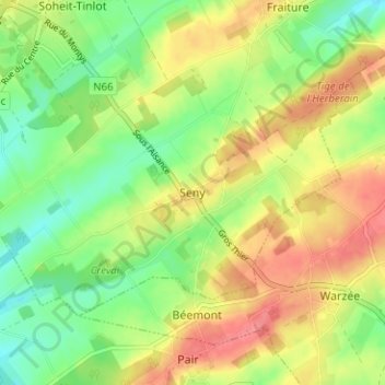 Topografische Karte Seny, Höhe, Relief